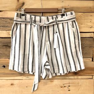 SANCTUARY Inland, linen blend, charcoal and white striped shorts, size 29